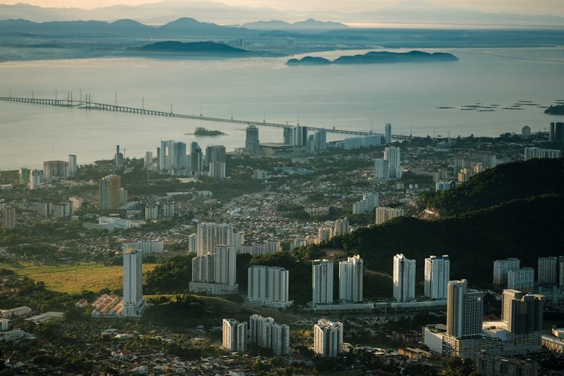 Penang Hill funicular ascending through dense rainforest