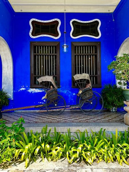 The iconic indigo façade of Cheong Fatt Tze Mansion
